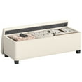 thumbnail image 1 of HOMCOM Banc Ottoman de Rangement de 44 Pouces avec Couvercle, Pattes, Repose-Pieds, Beige, 1 of 10