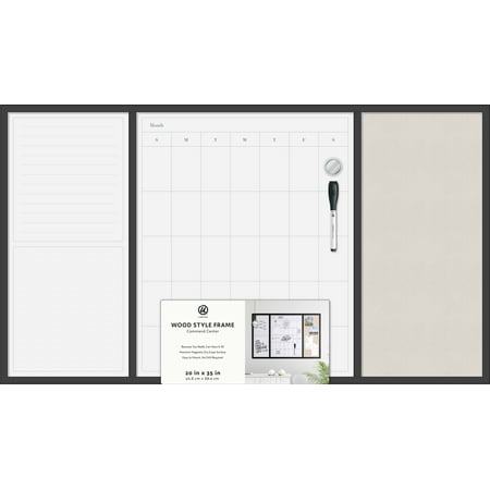 U BRANDS Whiteboard and Bulletin Board 20 quot x 35 quot Black MDF Frame