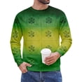 thumbnail image 3 of Dwelliawo St Pattys Waffle Shirt Men Graphic Long Sleeve Waffle Knit T Shirt Funny Saint Patrick's Irish Clover Celtic Cross Flag Print Shirts Crewneck Blouses Turquoise L, 3 of 5