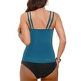 thumbnail image 6 of QURATI Swimwear Womens Bikini Swimsuits Two Piece Bathing Suit Double Straps Solid Color Swim Tank Tops Swimwear S 2XL Blue M, 6 of 6