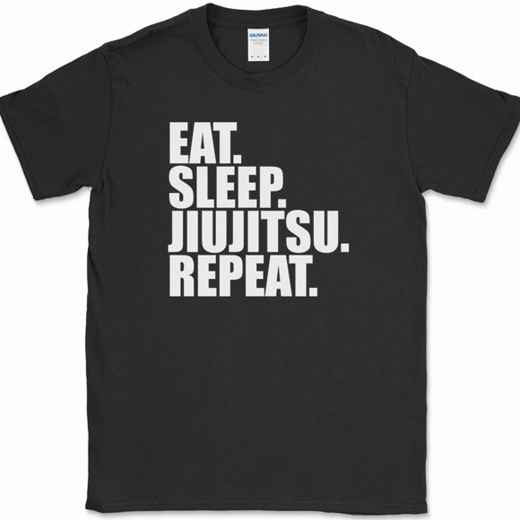 Eat Sleep Jiu Jitsu Repeat T-Shirt Funny Martial Arts Hobby Sports Fitness Tee N303, S-5XL