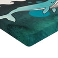 thumbnail image 2 of Ambesonne Animal Fitted Sheet, Whale near Palm Island, Full Size, Green and Blue, 2 of 3