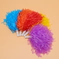 thumbnail image 3 of 12 piezas de porristas suministros pompones que animan guirnalda que anima bolas brillantes que animan con mango (azul + amarillo + púrpura + naranja + rojo + verde), 3 of 5