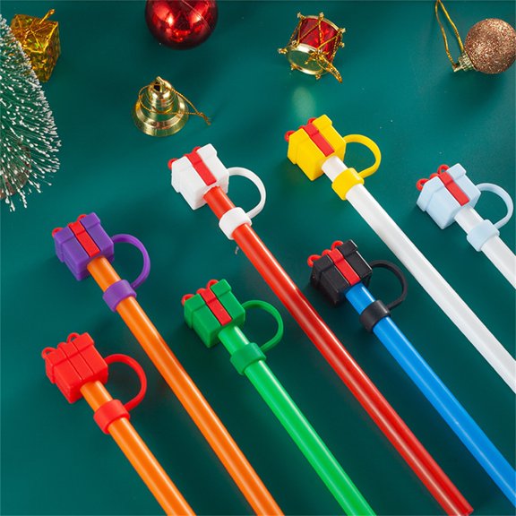 7Pc Clearance Under $3 Straw Covers Straw Cap Silica Gel For Table Cover Straw Silicone Gold