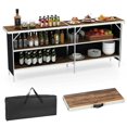 thumbnail image 6 of Yardi Yarda Aluminum Portable Picnic Table, Picnic Table with 2-Tier Open Shelves and Spacious Tabletop, Coffee, 6 of 17