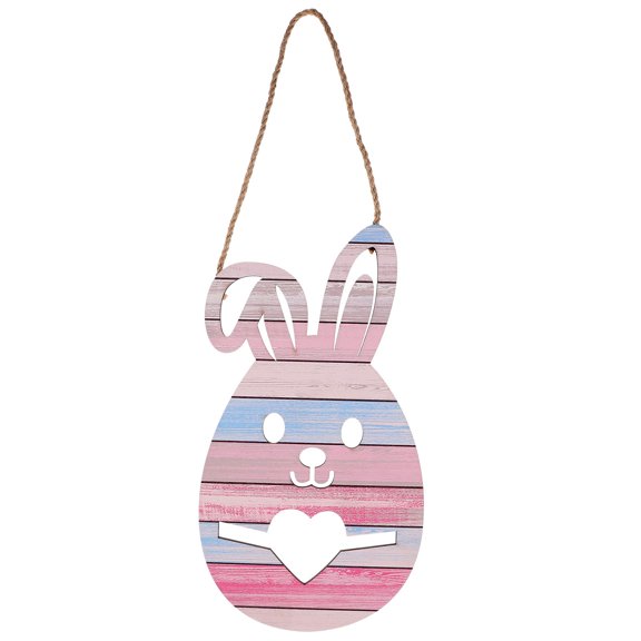 HOOWIFFY Multi Color Easter Rabbit Decor Wooden Door Sign Plaque for DIY Crafts Festival Hanging Home Decoration
