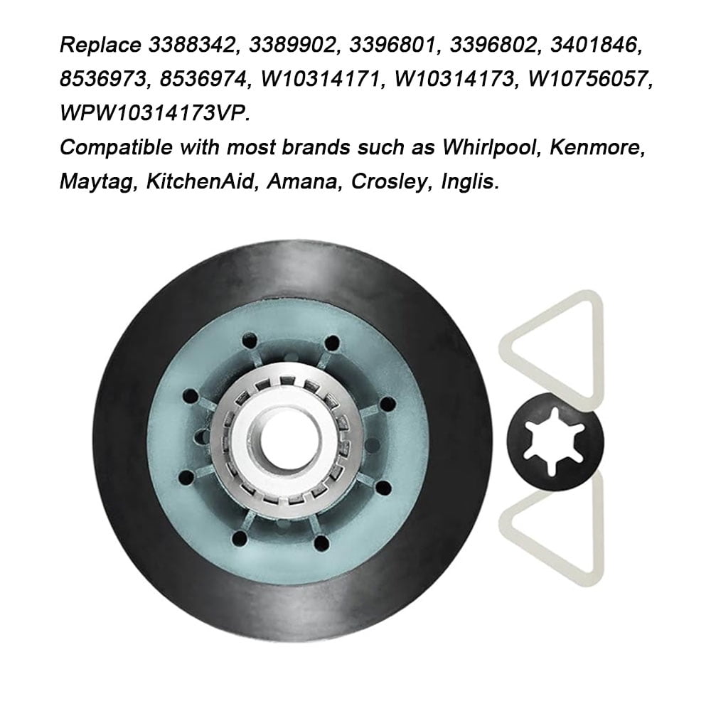 TOP-MAX W10314173 Dryer Drum Roller Kit, fit for Whirlpool & Kenmore, Replace 3388342, 3389902, 3396801, 3396802, 3401846, 8536973, 8536974, W10314171, W10756057, WPW10314173VP