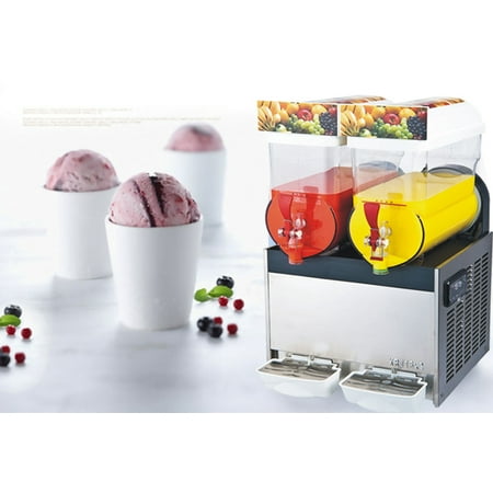 INTBUYING 2X15L Tanks Commercial Ice Slush Machine Margarita Frozen Drink Cooling Beverage Making Juice (Best Commercial Slush Machine)