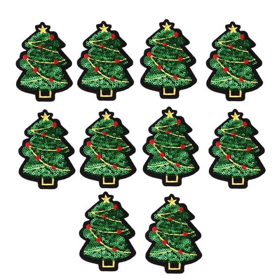 Raindrops 10Pcs Holiday Sequin Patch Green Felt Sequins Christmas Tree Shape For Diy Crafting Women Children