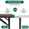 thumbnail image 2 of HOUSNIFLEX 4FT Folding Table, Adjustable Height 23–29in, Heavy Duty Portable Table, Waterproof HDPE, Fold-in-Half for Picnic & Indoor, Brown, 2 of 9