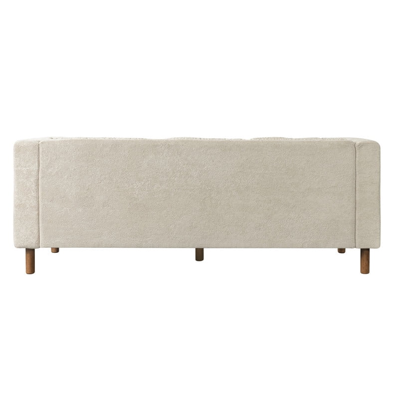 78" Modern Upholstered 3-Seater Sofa with Solid Wood Legs, Chenille Soft Couch with Square Arms & Tufted Pillow Back