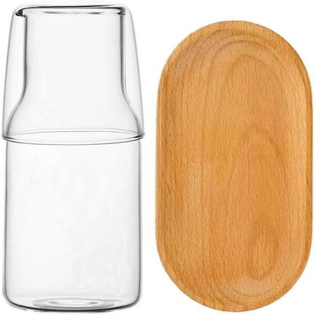 ABCISI Bedside Water Carafe 16 Oz Glass Set for Bedroom Nightstand, Night Water Carafe Set, Mouthwash Dispenser for Bathroom, Water Carafe set with Cup