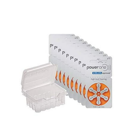 powerone Size 13 Hearing Aid Batteries Zinc Air P13 Pack of 60