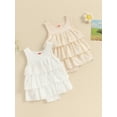thumbnail image 4 of Baby Girls Rompers Dress Flower Embroidery Sleeveless Ruffles Skirt Hem Infant Bodysuits Summer Clothes, 4 of 10