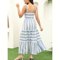 thumbnail image 6 of Women's Flattering Blue White Striped Cami Dress Tiered Ruffle Square Neck Sleeveless Brunch Beach Casual Summer Maxi Dress, 6 of 7