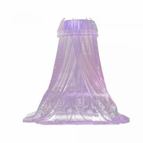 AUQ Mosquito Net Bed Canopy for Girls, Princess Round Hoop Sheer Bed Canopy, Dome Mosquito Netting Bed Tent Twin Girls Canopy Bed Decor for Baby Crib, Kid Bed Purple