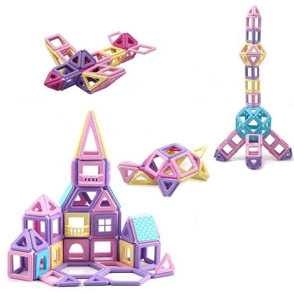 Magnetic Blocks 58 Pcs Magnetic Blocks Building Magnetic Building Blocks Educational Construction Toys Learning and Development Toys for Girls Boys Christmas Birthday Gifts,Topboutique
