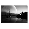 thumbnail image 1 of Startonight Canvas Wall Art Black and White Abstract Old Ship and Full Moon, Dual View Surprise Artwork Modern Framed Ready to Hang Wall Art 100% Original Art Painting 31.5 x 47.2 inch, 1 of 9