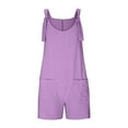 thumbnail image 4 of eczipvz Rompers for Girls Girls Jumpsuit Ruffle Sleeveless Smocked Off Shoulder Wide Leg Romper One Piece Summer Outfits Purple,13-14 Years, 4 of 4