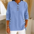 thumbnail image 7 of qucoqpe Womens Corduroy Tops V Neck Button Long Sleeve Shirts Casual Loose Tunic Blouses, 7 of 7