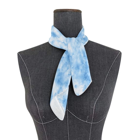 Square Scarf 24x24 Inch Light Blue Tie-dye Pattern Silky Satin Sun Protection Neck Scarf for Women Multi-Purpose Head Wrap Bandana for Hair Bag Decoration