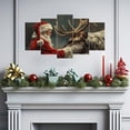 thumbnail image 3 of ZHONGYUTONG 5 Piece Christmas Wall Art Santa Claus and Reindeer Pictures Large Xmas Canvas Painting Prints Winter Holiday Home Wall Decor Framed (12x20inx2pcs 12x30inx2pcs 12x40inx1pcs), 3 of 4