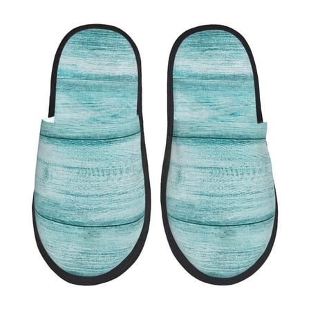 

Disketp Teal Turquoise Wood Fuzzy House Memory Foam Slippers Furry Fur Lined Bedroom Shoes Cozy Indoor-Large