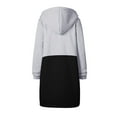 thumbnail image 3 of Usmixi 2023 Sweatshirt Coat for Women Winter Long Overcoat for Women Fashion Color Block Open Zip Drawstring Hooded Sweatshirt Coat Fall Lightweight Loose Trench Jacket with Pocket Weekly Deals, 3 of 3