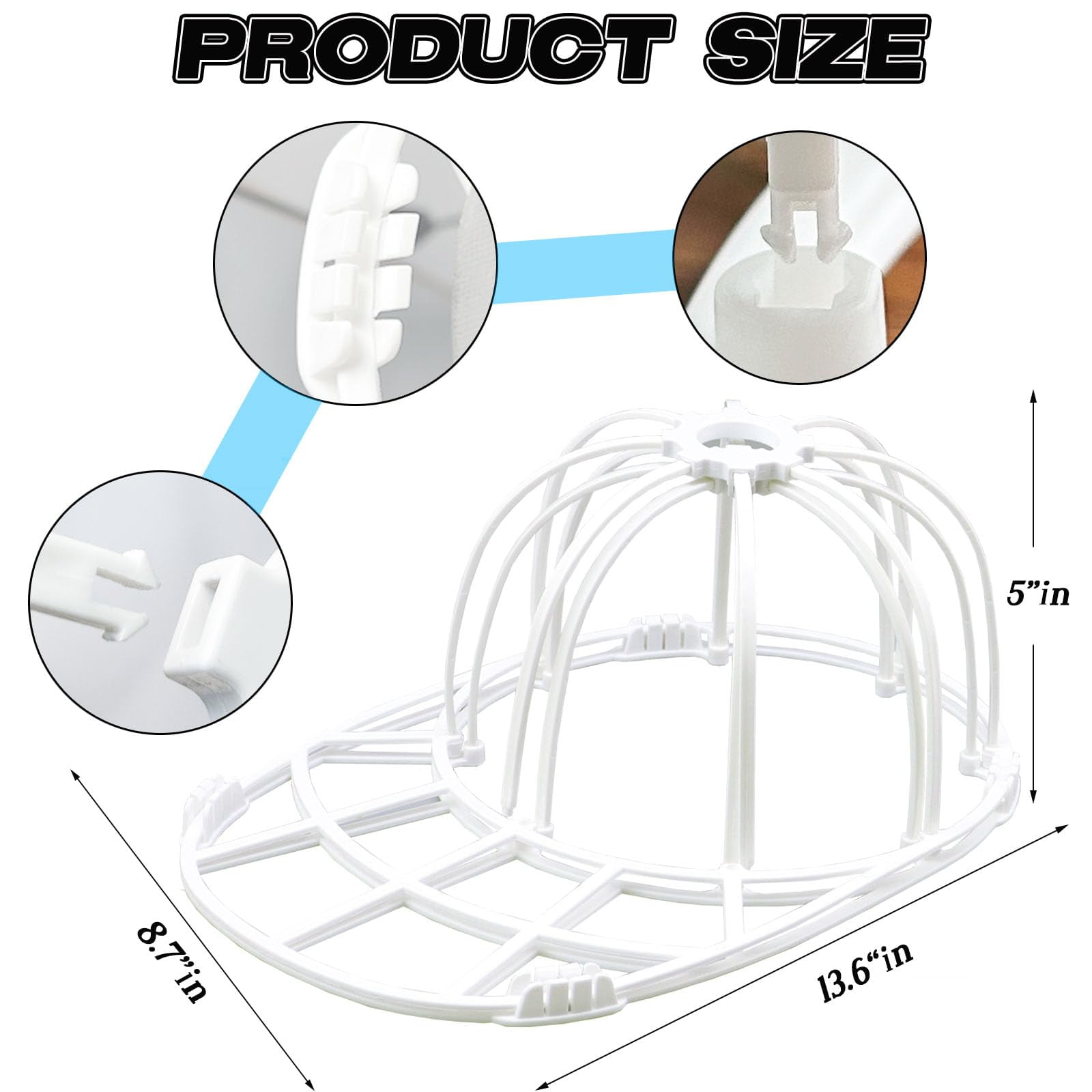 2-Pack Hat Washer Cage for Washing Machine - Baseball Cap Cleaning Protector with Mesh Bags, Hat Shaper & Portable Washer for Apartments