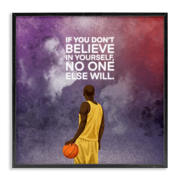 Stupell Industries Contemporary Believe In Yourself Athlete Quote Black Framed Giclee Art, 12 x 12, by Marcus Prime