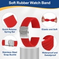 thumbnail image 3 of Uxcell Silicone Watch Bands 24mm Width Soft Quick Release Rubber Watch Bands with Silver Snap Buckle for Men Women, Red, 3 of 6