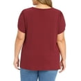 thumbnail image 3 of GRACE & GRANDEUR Women's Plus Size Easter Summer T Shirts Solid Basic V Neck Tulip Sleeve Loose Casual Blouses Tops 2X Burgundy, 3 of 6