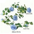 thumbnail image 3 of cpengpj Blue Plastic Artificial Rose Silk Flower Vines Garland, 200cm Long Decorative Rattan for Home Holiday Wedding Decor, 3 of 6