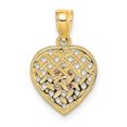 thumbnail image 3 of Diamond2Deal 14k Two-tone Gold Flower On Woven Heart Pendant for Women (L- 0.63 in, W- 0.45 in), 3 of 4