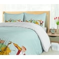 thumbnail image 5 of Ambesonne Music Duvet Cover Sets, Cartoon Happy Band Concert, 2-King, Mint Green Multicolor, 5 of 7