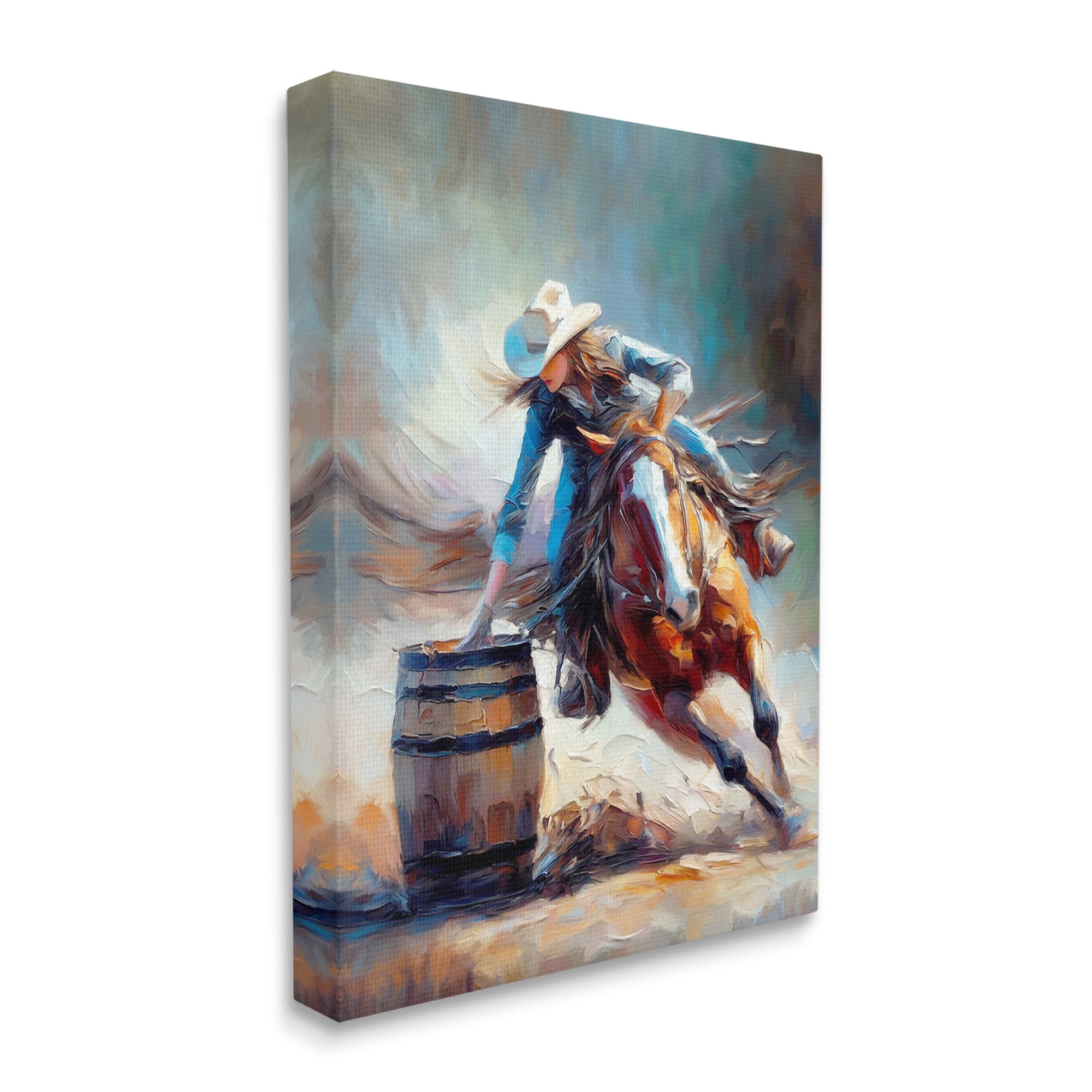Stupell Industries Racing Rodeo Cowgirl Animals & Insects Painting Gallery Wrapped Canvas Art Print Wall Art, 24 x 30