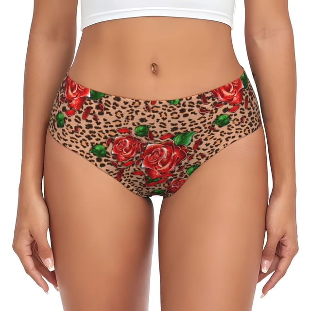 Fotbe Rose Mix Leopard 1 Calzones Estampados para Mujer – Ropa Interior de Algodón, Cómoda, Suave y Elástica-X-Large