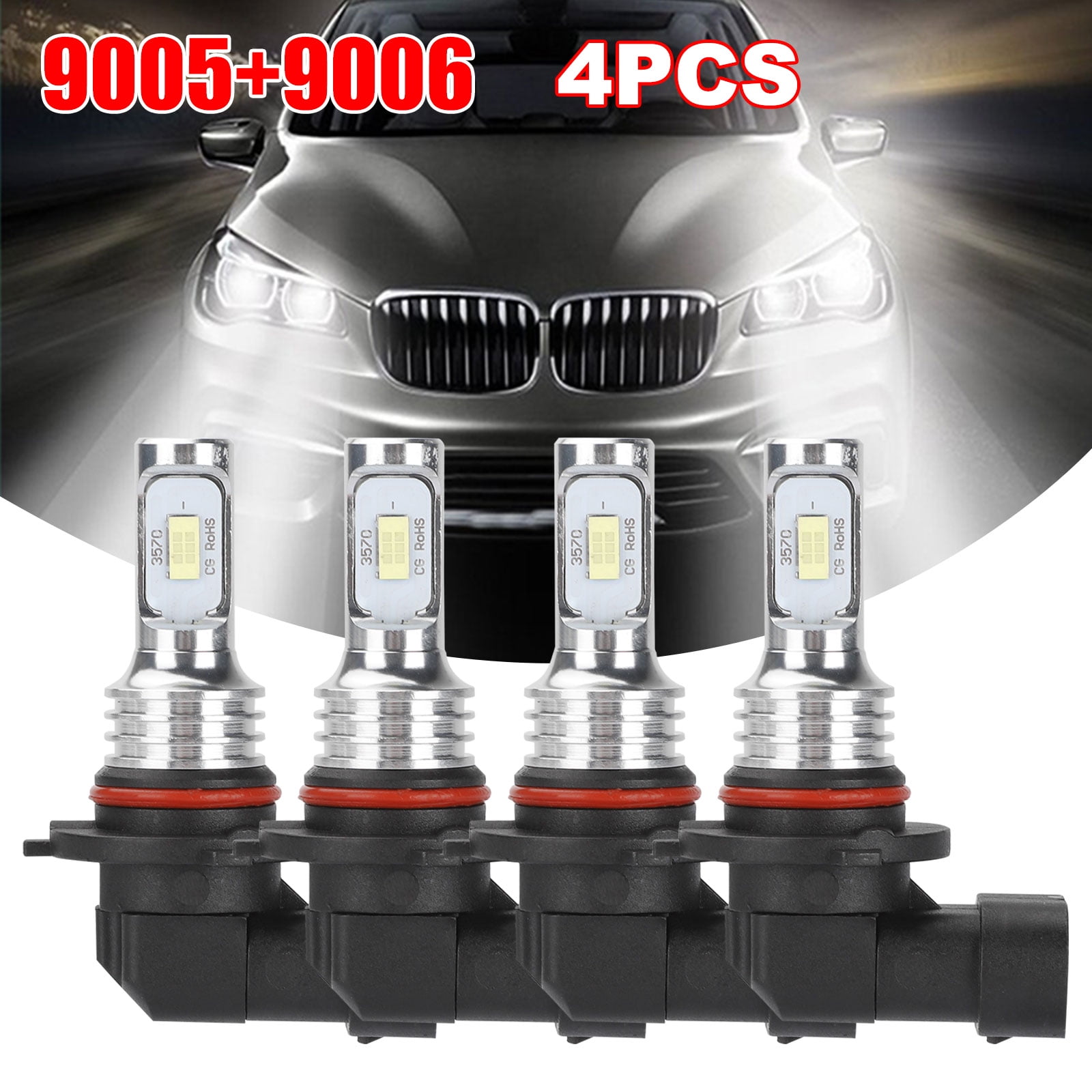 4PCS LED Headlight Bulbs 9005 HB3 9006 HB4, 40W 4000 Lumens Super