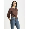thumbnail image 2 of Moomaya Womens Printed Cottn Crop Top, Tie-Up Waist Elbow Sleeves Short Top, 2 of 8