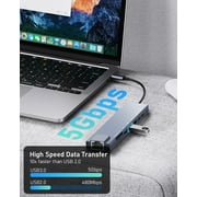 USB C Hub Ethernet,4K USB C to HDMI Hub,8 IN1 Multi-Port USB C Adapter,Type C Dock Dongle Compatible for MacBook Pro Air Ipad