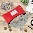 thumbnail image 3 of 11x6 Inch Money Bags with Zipper, 2Pcs PU Leather Cash Deposit Bank Pouch Envelopes Check Wallet for Coin Cosmetics Invioce Bill, Red/Blue, 3 of 6