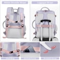 thumbnail image 7 of Large Travel Backpack for Women as Person Item Flight Approved,  35L Carry  Backpack, 17 Inch Laptop Backpack for Business Bag with 2 Toiletry Bags (Gray Purple), 7 of 7