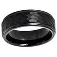 thumbnail image 3 of Tungsten Rings for Men Wedding Bands for Him Womens Wedding Bands for Her 6mm All Black Brushed Hammered Center, 3 of 8