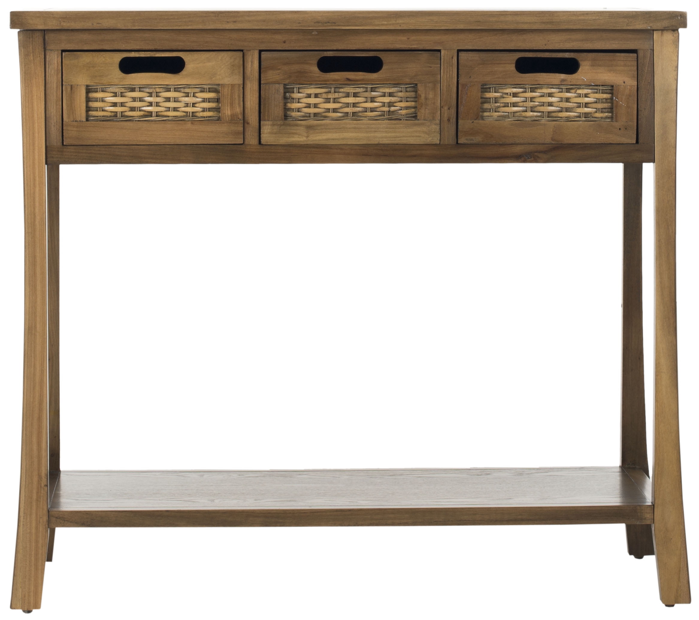 SAFAVIEH Autumn Country Rustic 3 Drawer Storage Console, Oak
