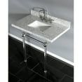 thumbnail image 3 of Kingston Brass KVPB36MASQ6 Templeton 36" Carrara Marble Vanity Top with Acrylic Legs (8-Inch, 3-Hole), Carrara Marble White/Polished Nickel, 3 of 7