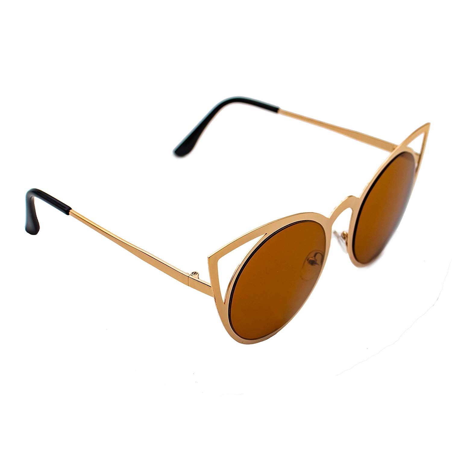 B-THERE Fashion Sunglasses Women Brand Designer Cat Eye Sun Glasses Vintage Woman (Golden/Brown Lens) - image 2 of 2