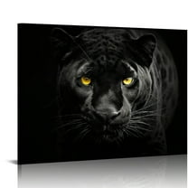 JEUXUS Black Panther Canvas Wall Art Black and White Animal Painting Wildlife Animal Pictures Poster Print Modern Leopard Artwork for Living Room Bedroom Office Decor 20x16 inch