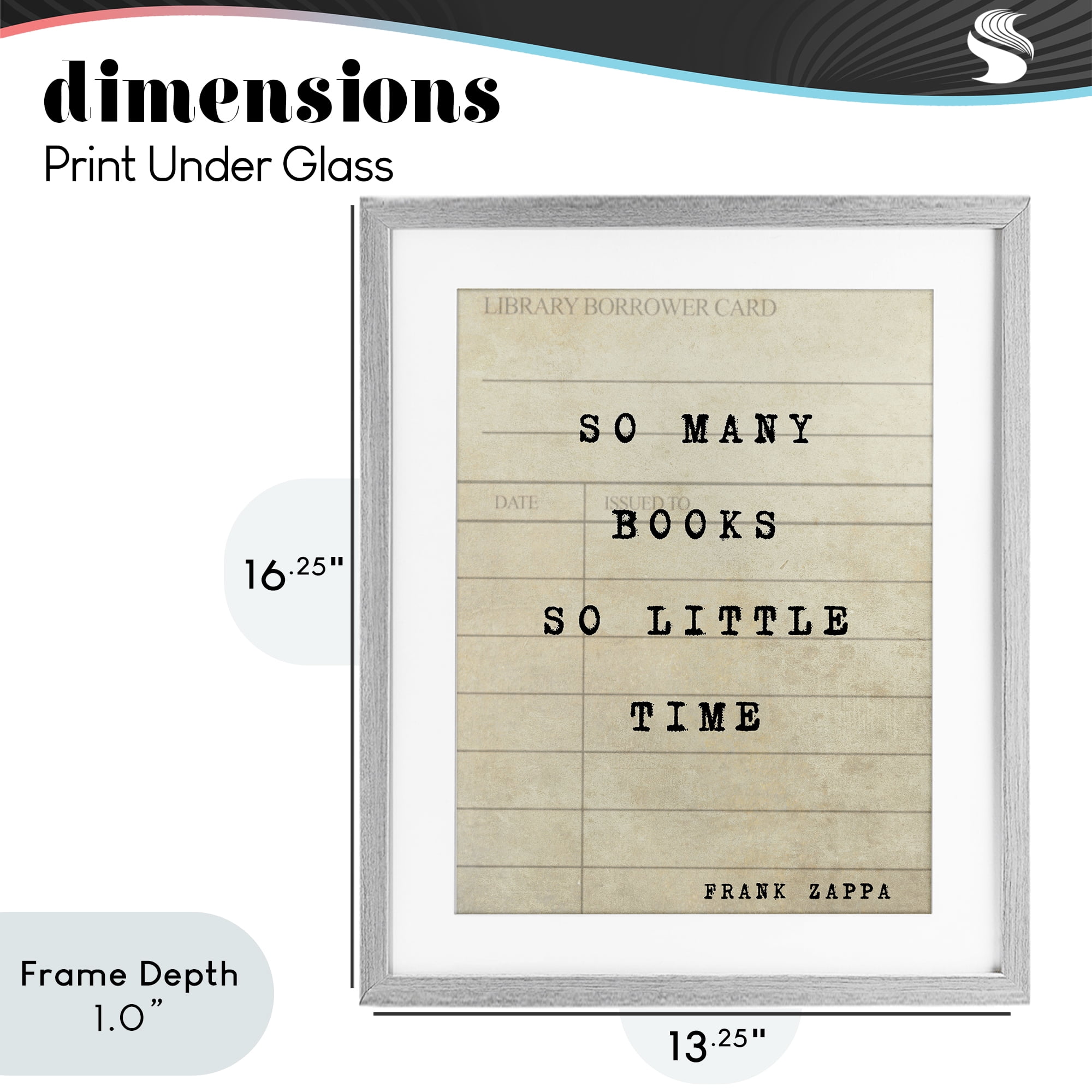 Stupell Industries Many Books & Little Time Gray Framed Print Under Glass, design by Julia Frost