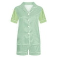 thumbnail image 4 of HUJlwoi Satin Pajama Sets Women Button down Short Sleeve Sleepwear with Shorts Summer Solid Color 2 Piece Lounge Pj Sets, 4 of 4