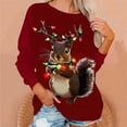 thumbnail image 3 of Womens Ugly Christmas Cat Sweatshirts Fall Casual Xmas Graphic Pullover Tops Crewneck Long Sleeve Oversized Shirt, 3 of 5